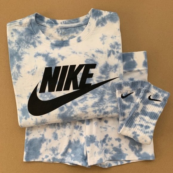 Nike Tops - Custom Nike Tie Dye Lounge Set Denim Blue Marble